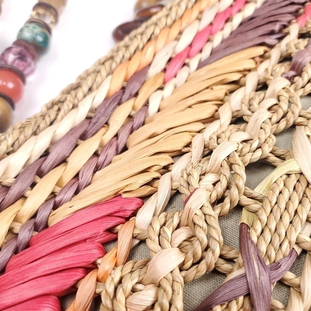 Miami Blue Multicolored Straw Beaded Hobo - Picture 10 of 13